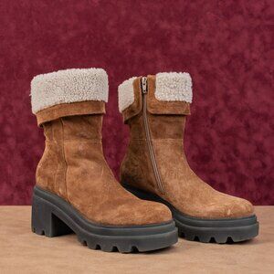 Voile Blanche Women Brown Suede Zip Fleece Lined Winter Boots sz 6.5US EUR37